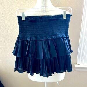 Reset by Jane NAVY BLUE silky tiered mini skirt- Large- Smocked waist